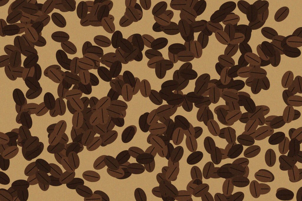 Granos de café tostados vistos de cerca